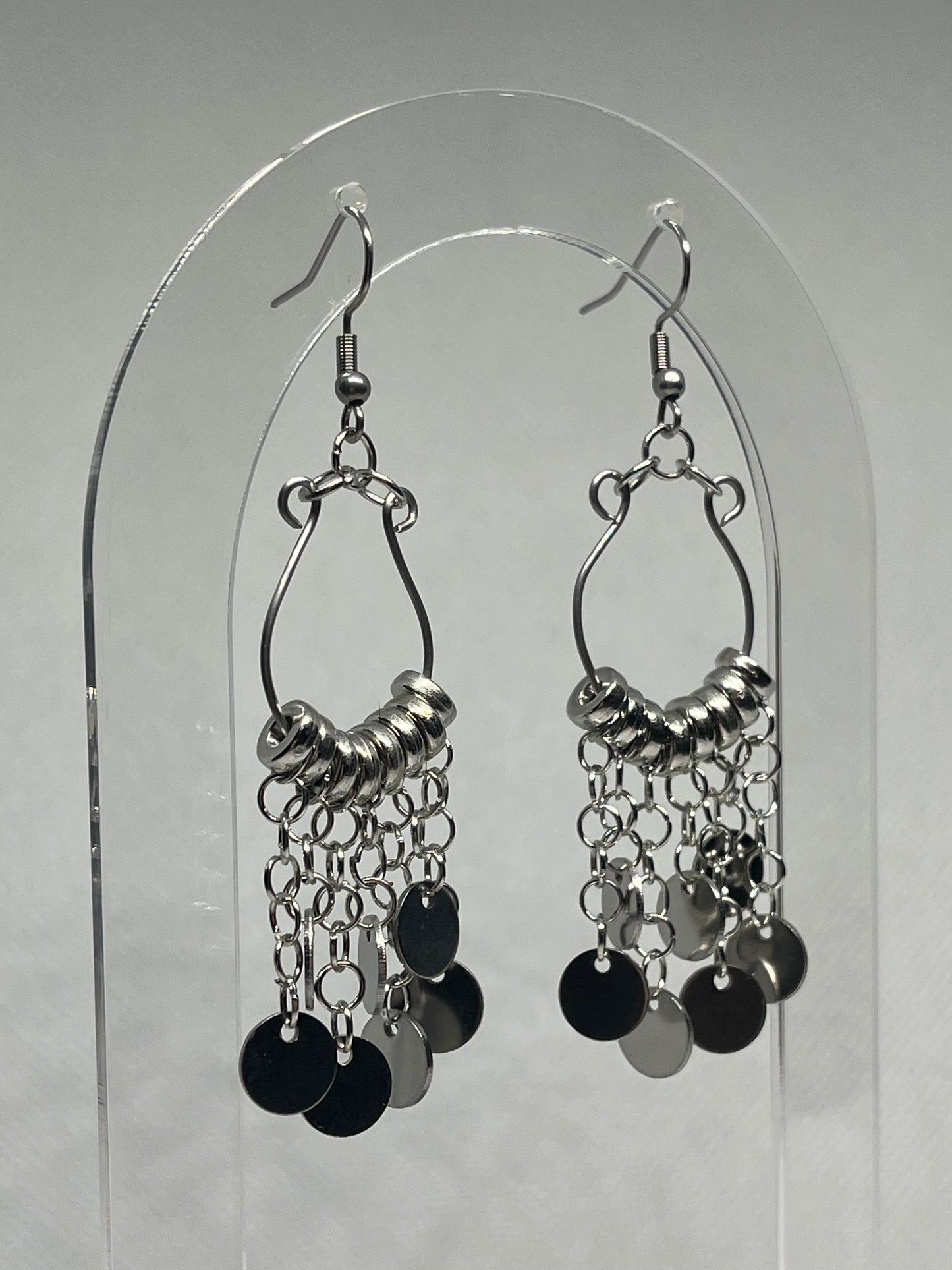 Pleiades Cascade | Hanging Disc Wire Hoop Earrings
