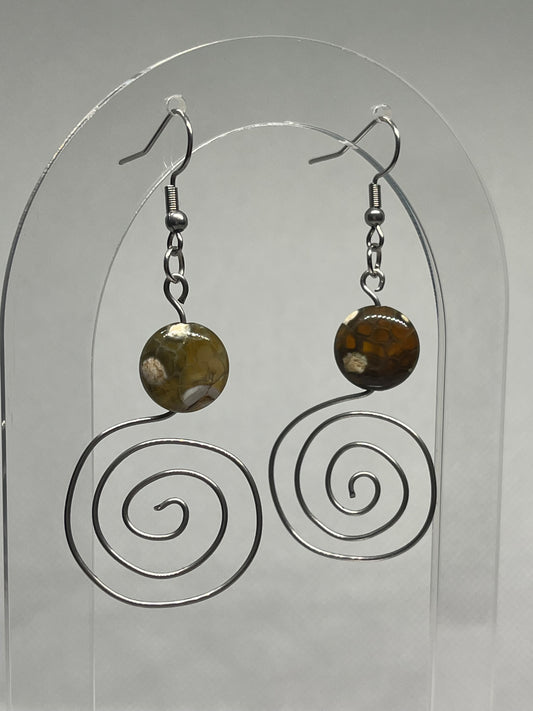 Terra Spiral | Agate Beaded Spiral Earrings