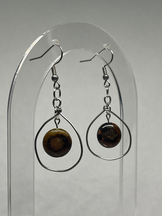 Agate Orbit | Agate Beaded Wire Hoop Earrings