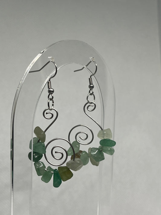 Forest Spiral | Green Aventurine Wire Spiral Earrings