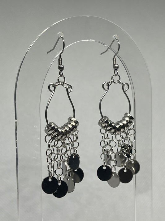 Pleiades Cascade | Hanging Disc Wire Hoop Earrings